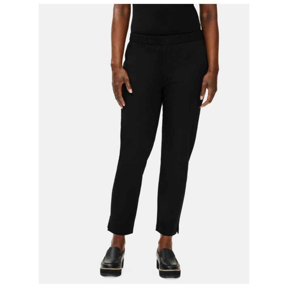 NWT Eileen Fisher Organic Cotton‎ Twill Slim Ankle Pants Black Mid Rise Size XXS